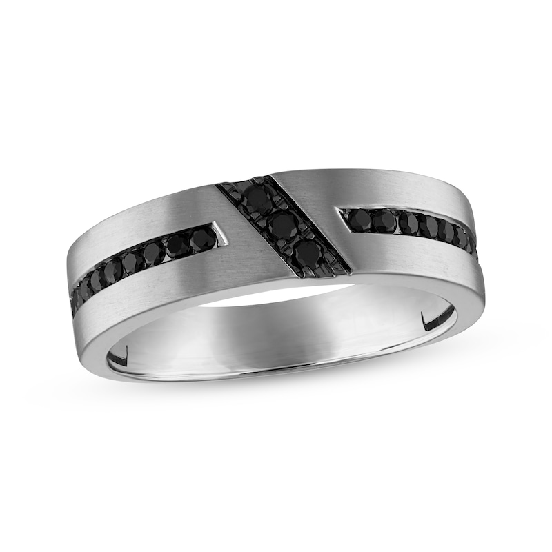 Men’s Round-Cut Black Diamond Wedding Band 3/8 ct tw White Gold Plated
