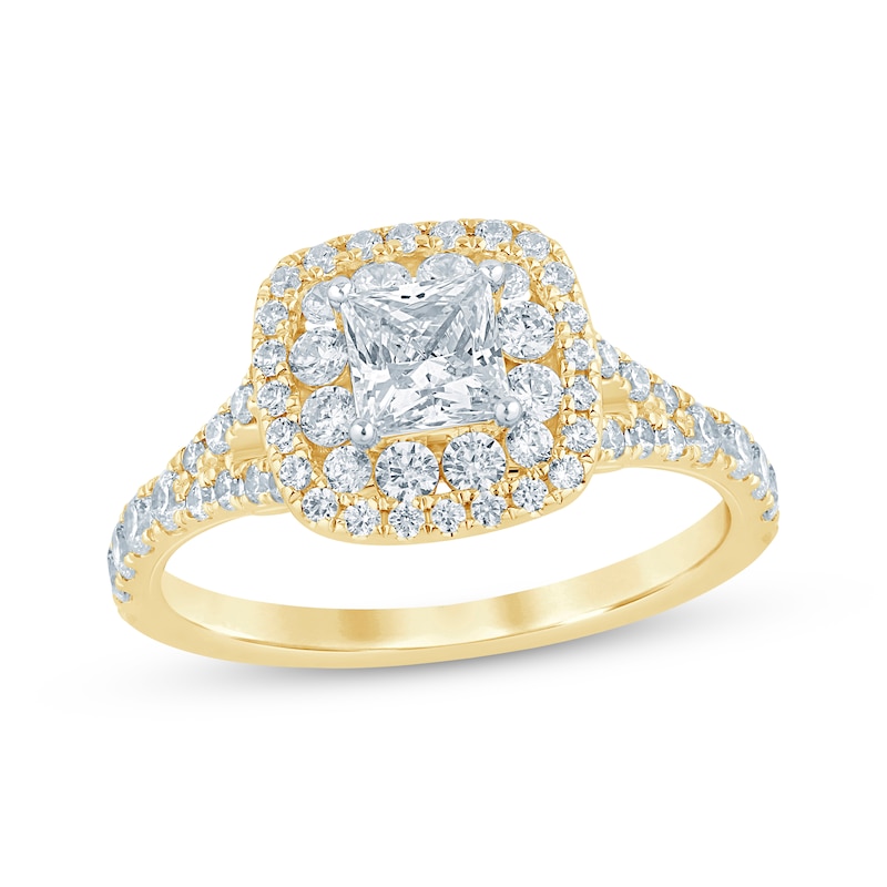 Princess-Cut Diamond Engagement Ring 1-1/2 ct tw Yellow Gold Plated