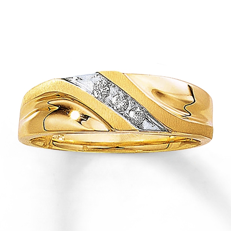 Men's Diamond Wedding Band 1/10 ct tw Round-cut Yellow Gold Plated