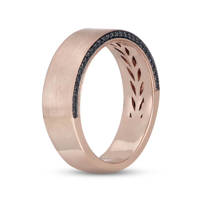 Neil Lane Men's Black Diamond Wedding Band 1/5 ct tw Rose Gold Plated