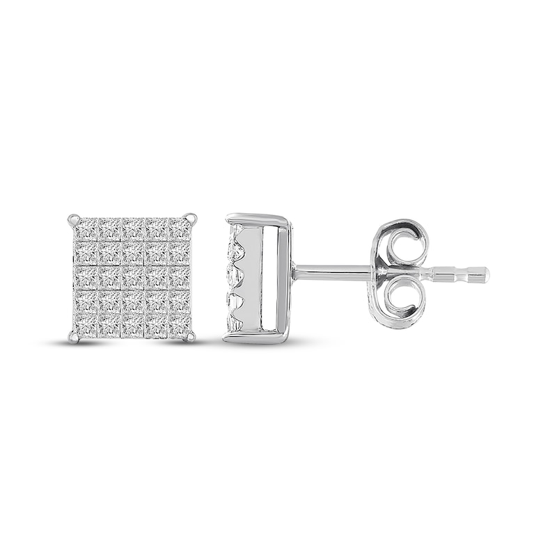 Princess-Cut Diamond Earrings 1/2 ct tw White Gold Plated
