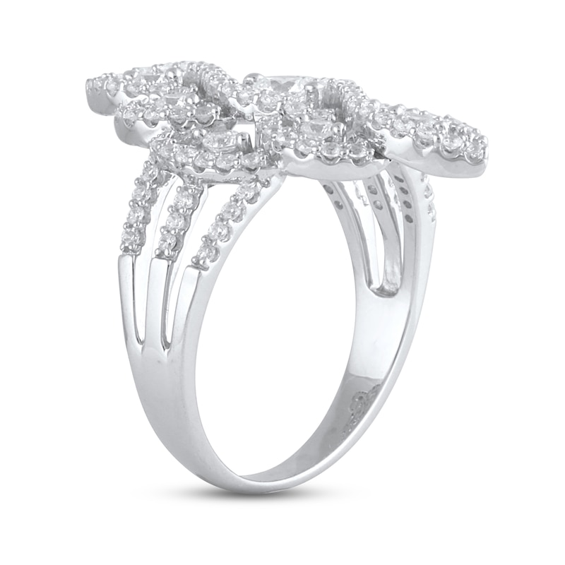 Diamond Lace Ring 1 ct tw Round-cut White Gold Plated