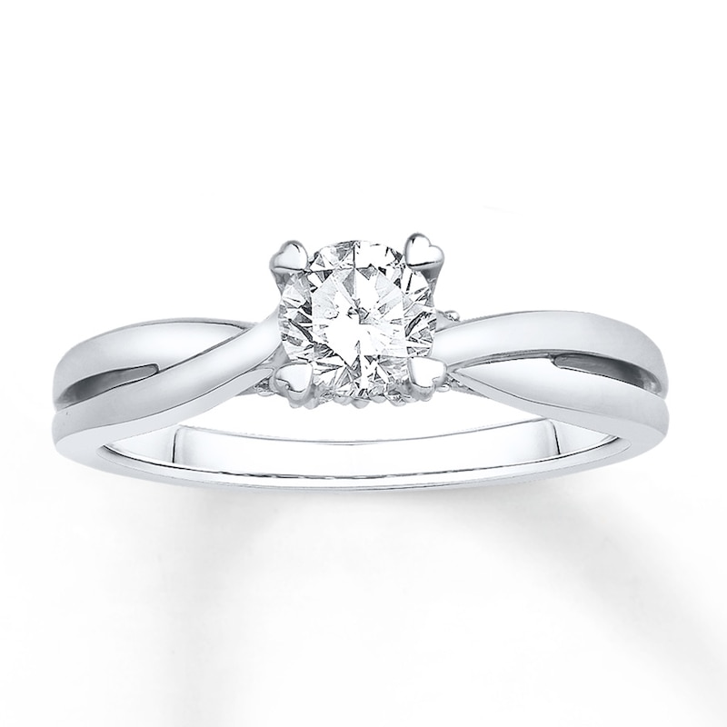 Diamond Engagement Ring 1/2 ct tw Round-cut White Gold Plated