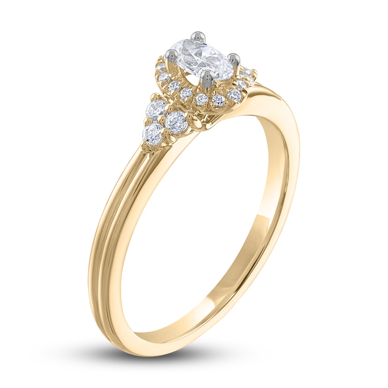 Diamond Engagement Ring 3/8 ct tw Oval & Round Yellow Gold Plated