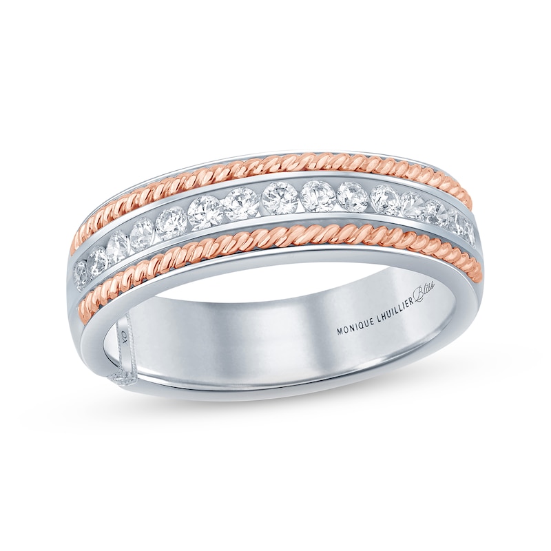 Monique Lhuillier Bliss Men's Diamond Wedding Band 1/2 ct Round-cut Two-Tone Gold Plated