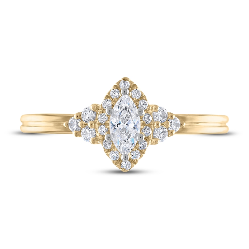 Diamond Engagement Ring 3/8 ct tw Marquise & Round-Cut Yellow Gold Plated