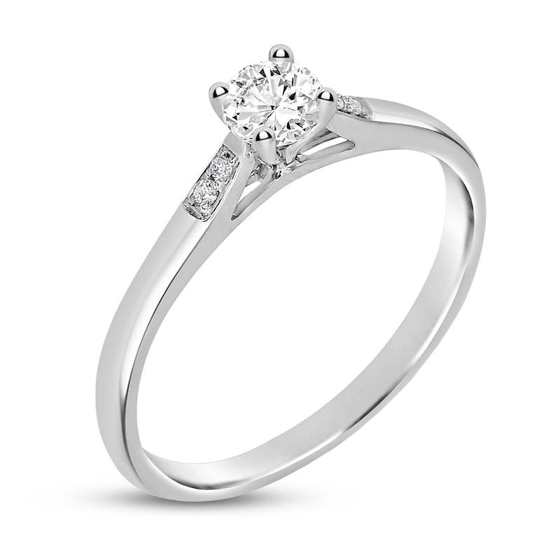 Diamond Engagement Ring 1/3 ct tw Round-cut White Gold Plated