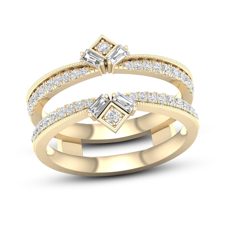 Diamond Enhancer Band 3/8 ct tw Round/Baguette Yellow Gold Plated