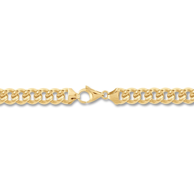 Hollow Cuban Curb Chain Necklace Yellow Gold Plated 26"