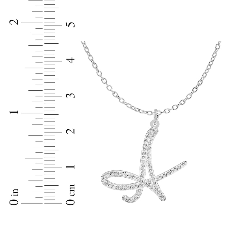 Diamond Initial Necklace 5/8 ct tw Silver Plated 18"