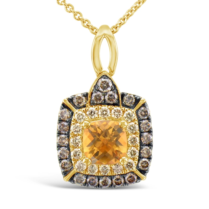Le Vian Citrine Necklace 5/8 ct tw Diamonds Honey Gold Plated 18"