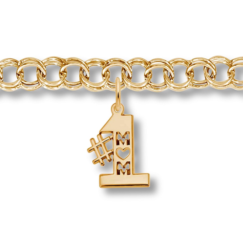#1 Mom Rembrandt Charms Bracelet Yellow Gold Plated 7"