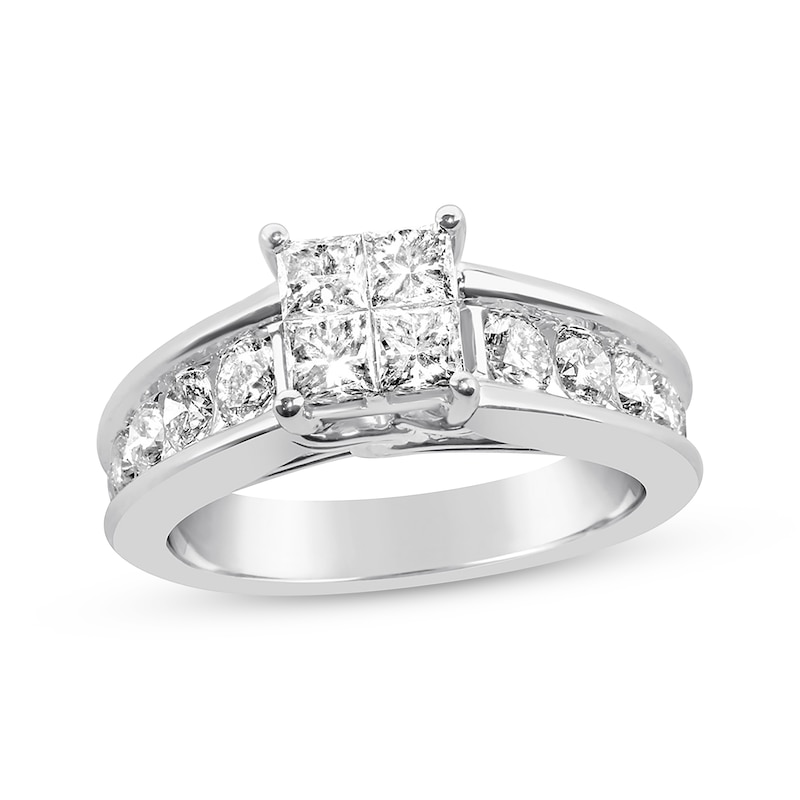 Diamond Engagement Ring 1-7/8 ct tw White Gold Plated
