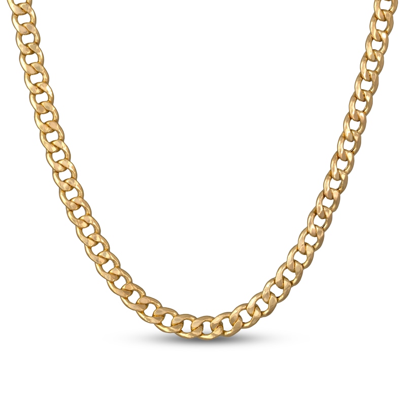 Hollow Curb Chain Necklace Yellow Gold Plated 24"