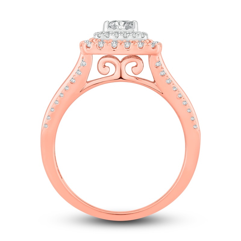 Diamond Engagement Ring 3/4 ct tw Princess & Round-Cut Two-Tone Gold Plated