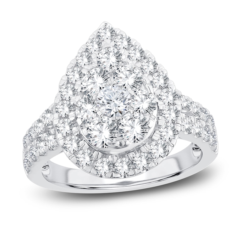 Multi-Diamond Engagement Ring 2 ct tw Round-cut White Gold Plated