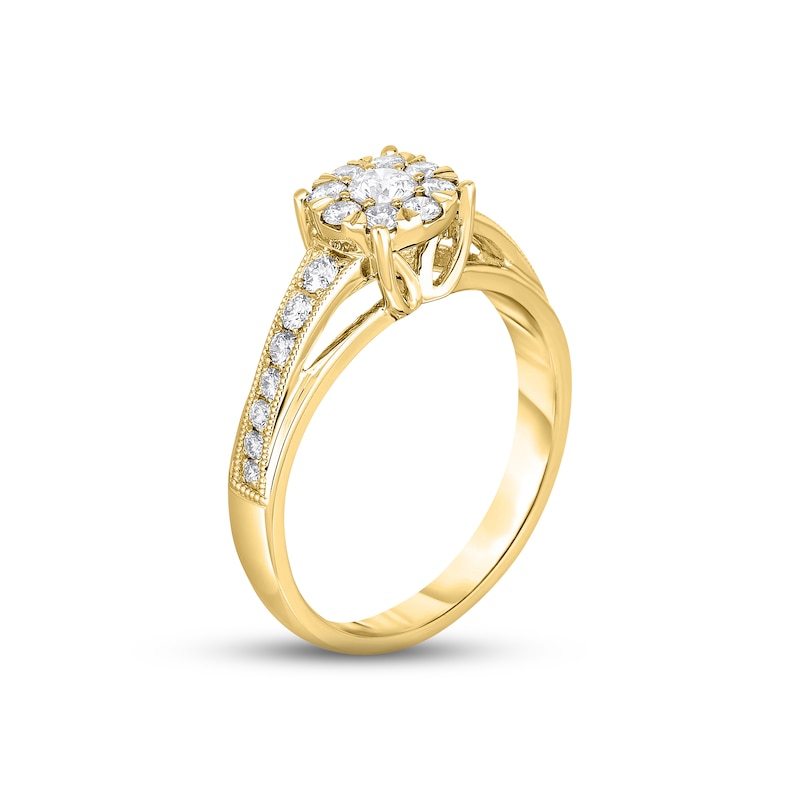 Diamond Engagement Ring 1/2 ct tw Round-cut Yellow Gold Plated