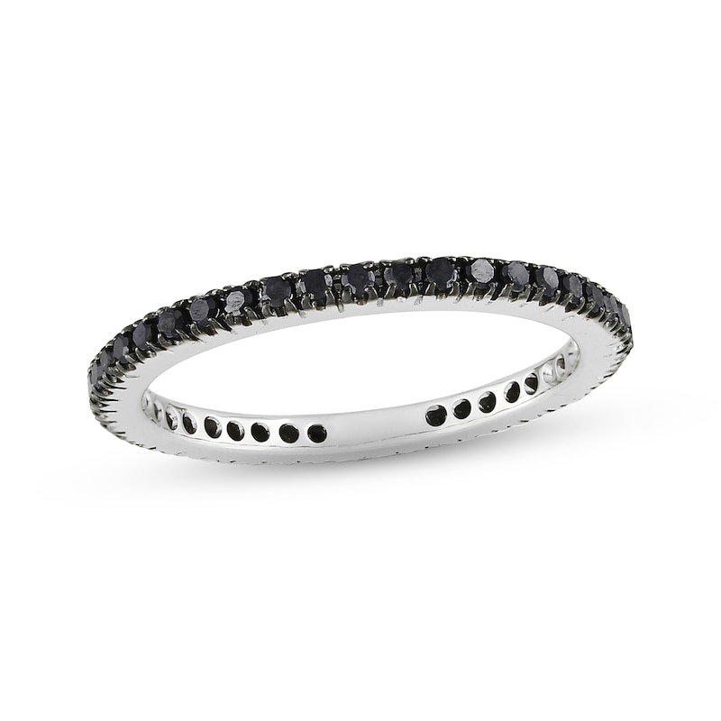Black Diamond Anniversary Band 3/8 ct tw Round-cut White Gold Plated