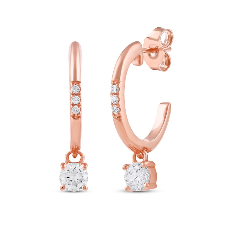 Unstoppable Love Diamond Hoop Dangle Earrings 1/3 ct tw Rose Gold Plated