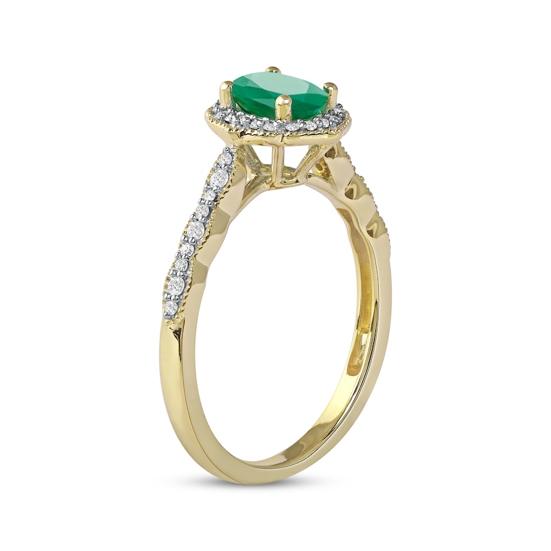 Emerald & Diamond Ring 1/6 ct tw Yellow Gold Plated