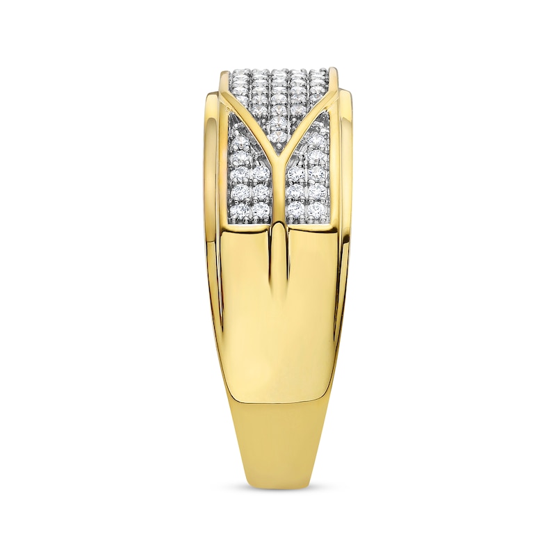 Men's Multi-Row Diamond Ring 1/2 ct tw Yellow Gold Plated
