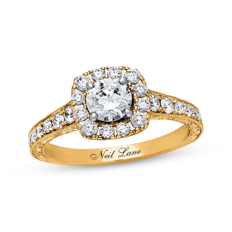 Neil Lane Engagement Ring 1-1/6 ct tw Diamonds Yellow Gold Plated