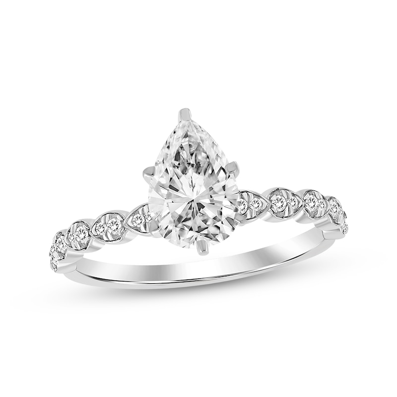 Pear-Shaped Diamond Engagement Ring 1 ct tw White Gold Plated