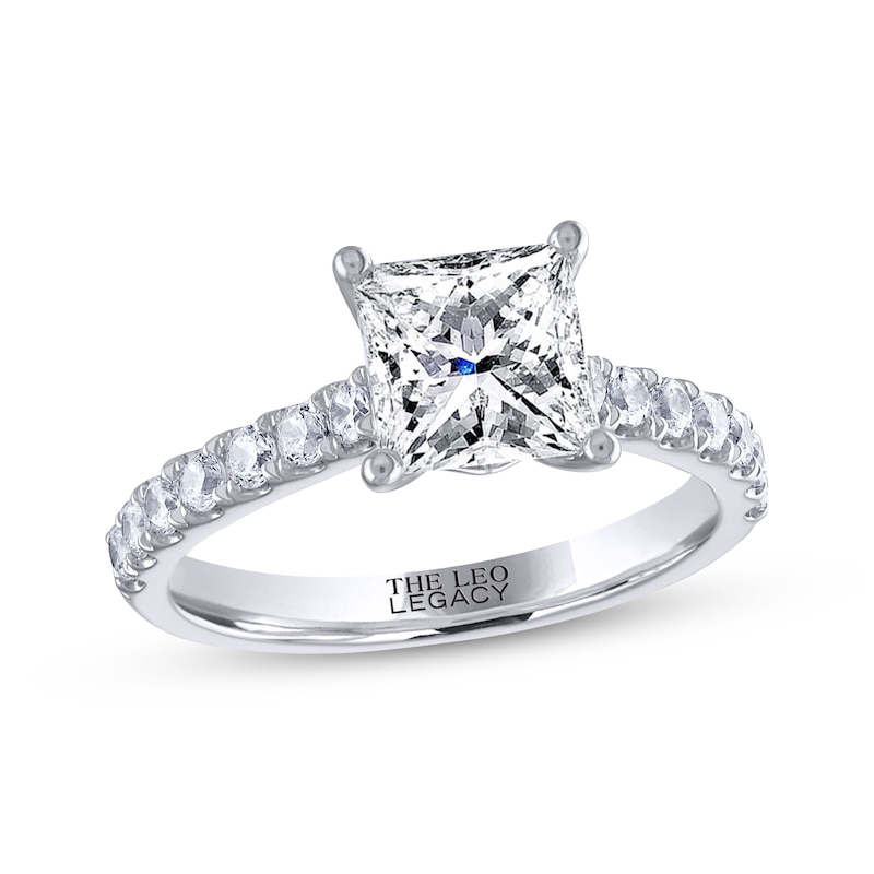 THE LEO Legacy Lab-Created Diamond Princess-Cut Engagement Ring 2-3/8 ct tw White Gold Plated