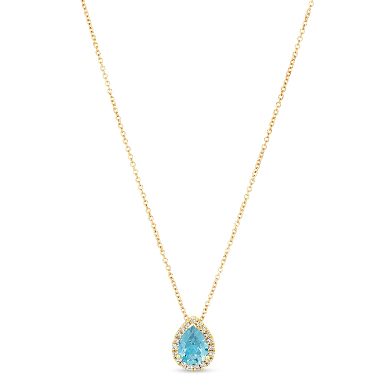 Le Vian Aquamarine & Diamond Necklace 1/8 ct tw Honey Gold Plated 18"