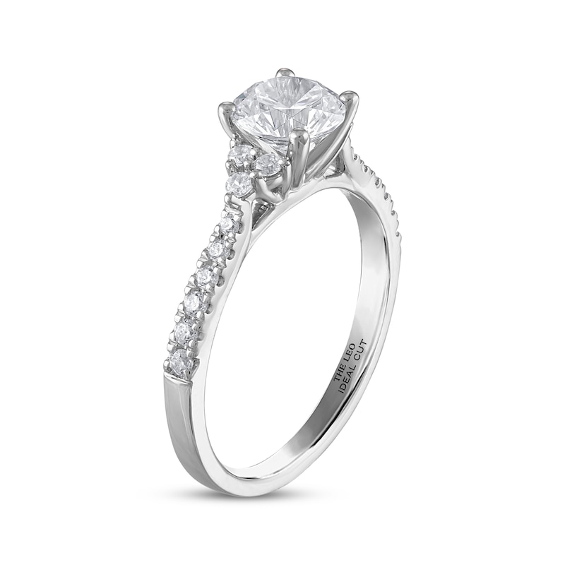 THE LEO Ideal Cut Diamond Engagement Ring 1-1/5 ct tw White Gold Plated