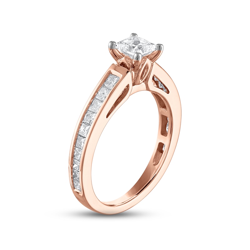 Diamond Engagement Ring 1-1/4 ct tw Princess-cut Rose Gold Plated
