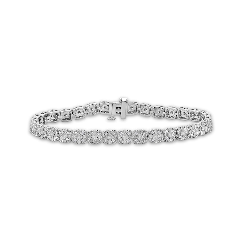 Baguette & Round-Cut Diamond Line Bracelet 4 ct tw White Gold Plated 7.25”