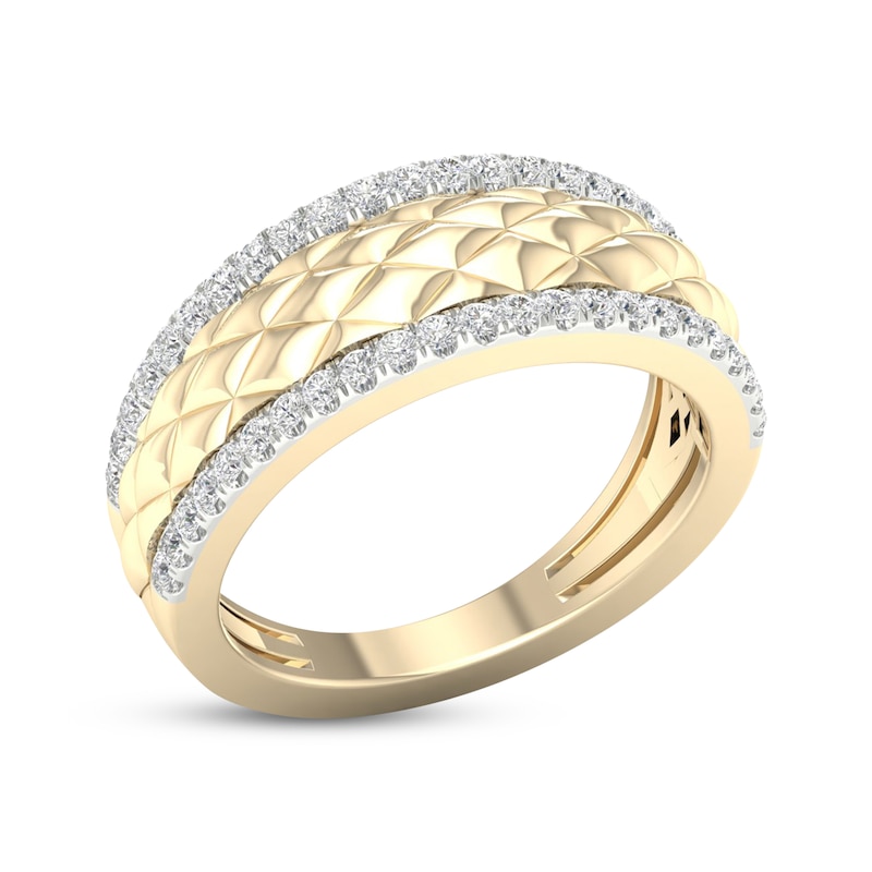 Diamond Edge Quilted Ring 1/3 ct tw Round-cut Yellow Gold Plated