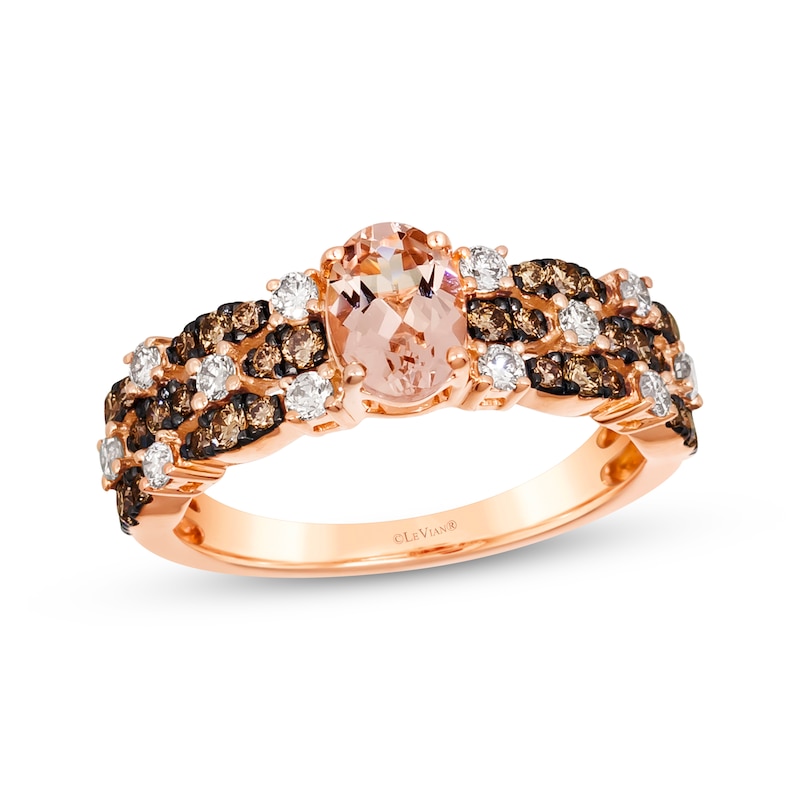 Le Vian Venetian Mosaic Morganite Ring 5/8 ct tw Diamonds Strawberry Gold Plated