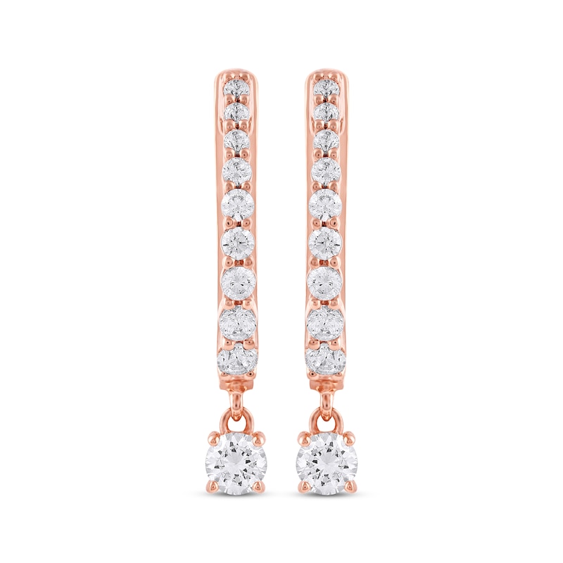 Unstoppable Love Diamond Hoop Dangle Earrings 3/4 ct tw Rose Gold Plated