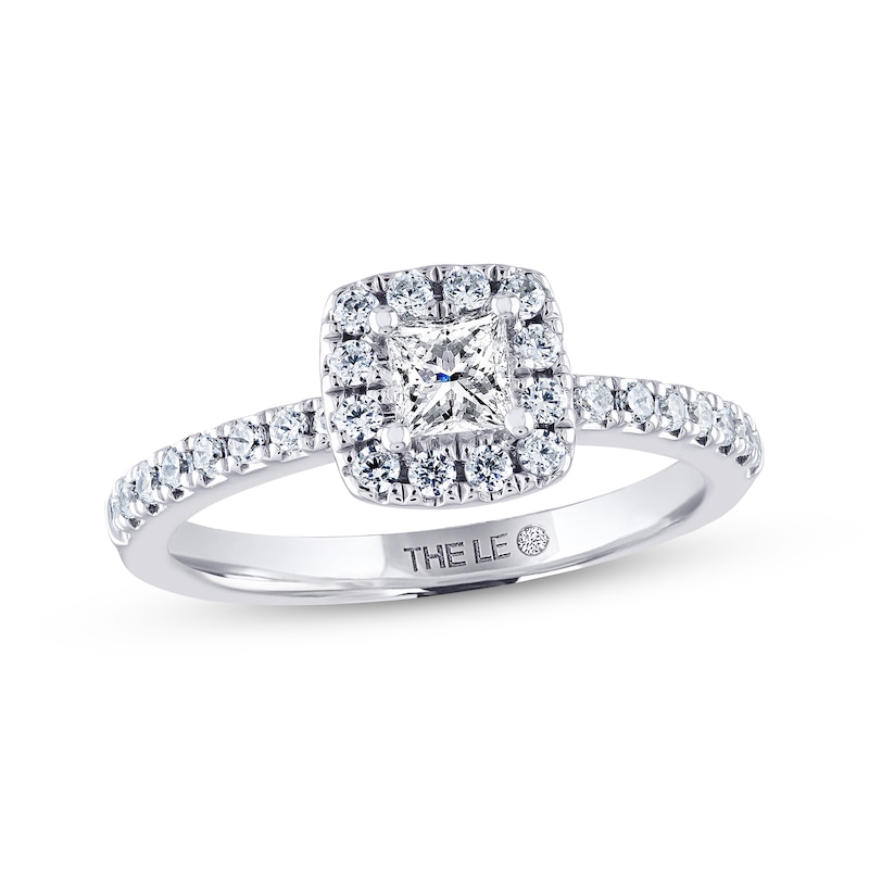 THE LEO Diamond Engagement Ring 5/8 ct tw Princess & Round-cut White Gold Plated