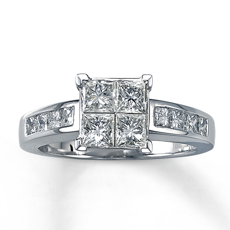 Ring 1-5/8 ct tw Diamonds White Gold Plated