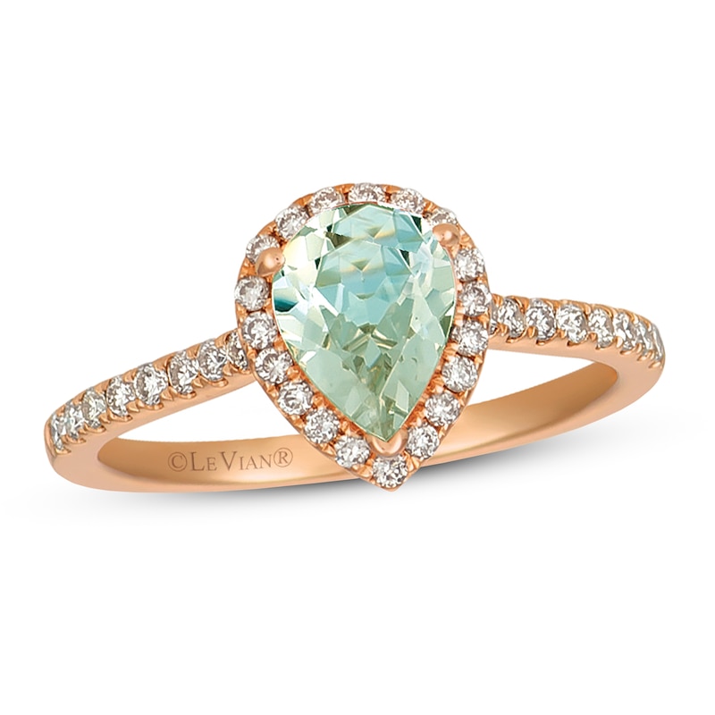 Le Vian Quartz Ring 1/3 ct to Diamonds Strawberry Gold Plated