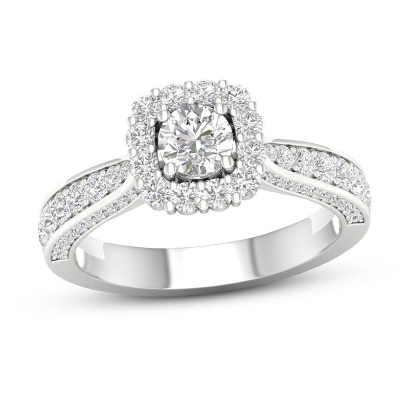 Diamond Engagement Ring 1-1/5 ct tw White Gold Plated