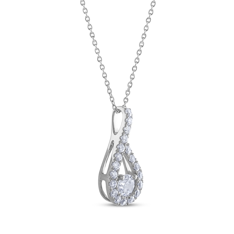 THE LEO Diamond Teardrop Necklace 1/2 ct tw White Gold Plated 19”