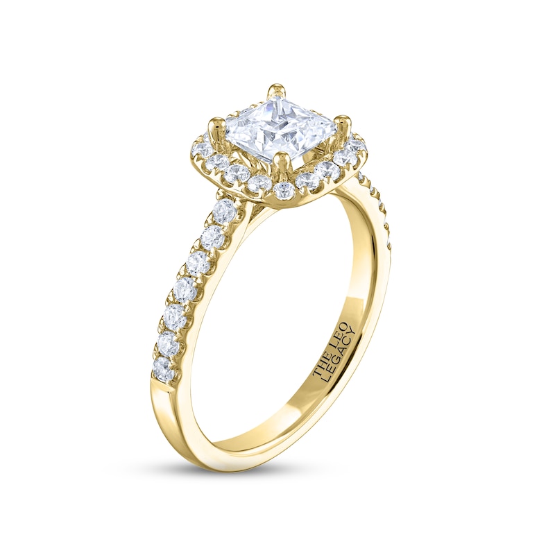 THE LEO Legacy Lab-Created Diamond Princess-Cut Engagement Ring 1-3/8 ct tw Yellow Gold Plated