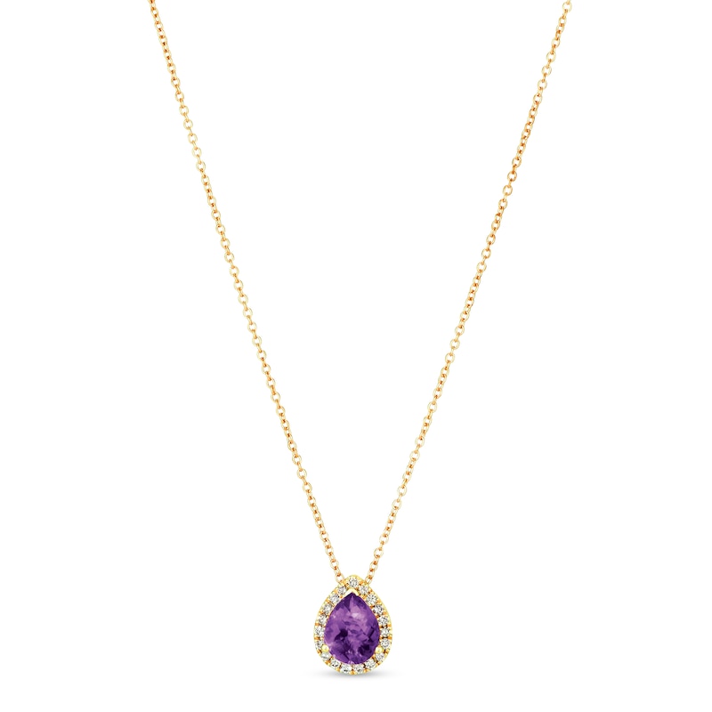 Le Vian Amethyst & Diamond Necklace 1/8 ct tw Honey Gold Plated 18"