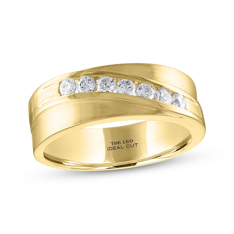 Men’s THE LEO Ideal Cut Diamond Wedding Band 1/2 ct tw Yellow Gold Plated