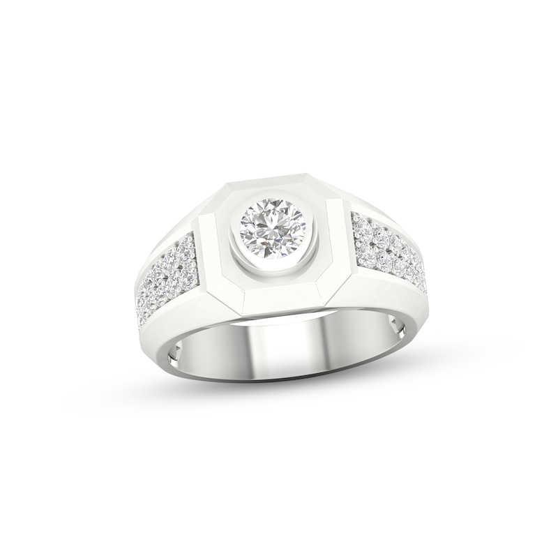 Men's Lab-Created Diamonds by Ring 1-1/4 ct tw White Gold Plated