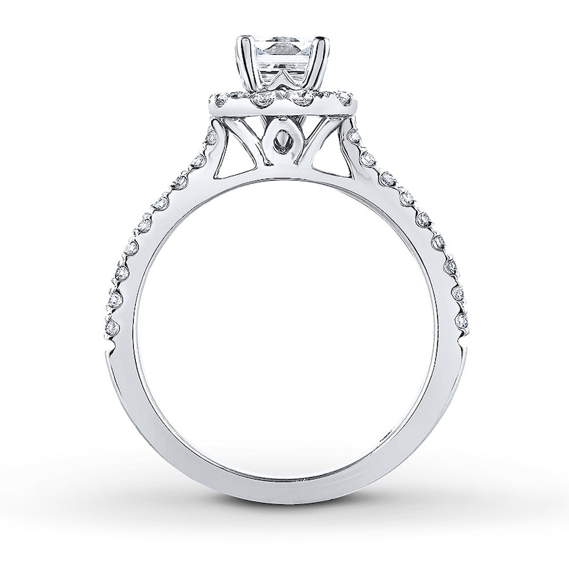 THE LEO Diamond Engagement Ring 1 ct tw Princess & Round-cut White Gold Plated