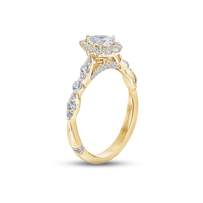 Monique Lhuillier Bliss Diamond Engagement Ring 7/8 ct tw Pear & Round-cut Yellow Gold Plated