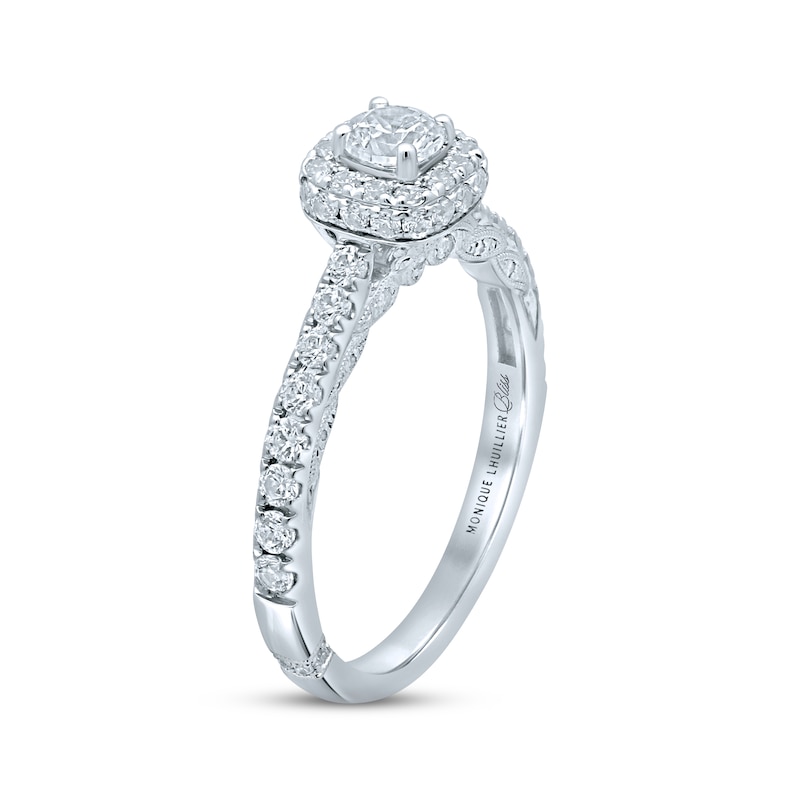 Monique Lhuillier Bliss Diamond Engagement Ring 7/8 ct tw Round-cut White Gold Plated