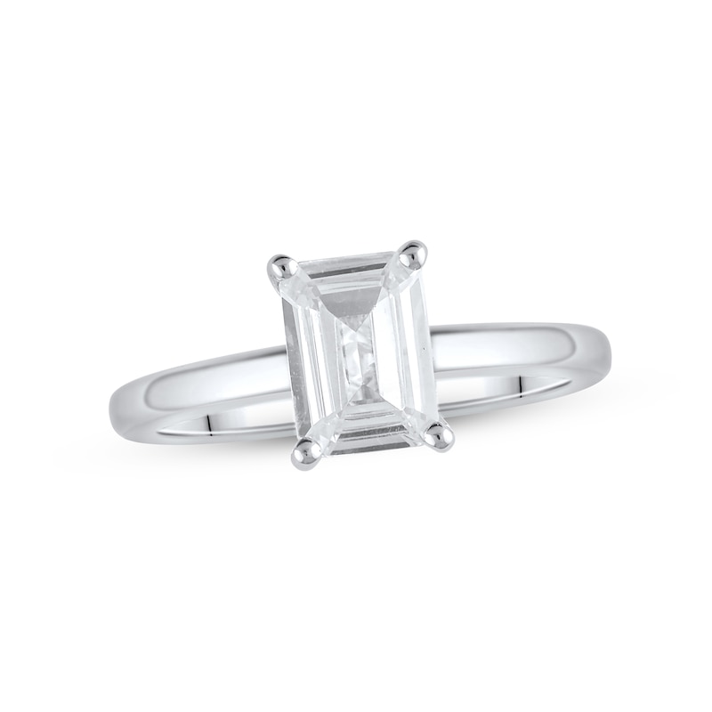 Lab-Created Diamonds by Solitaire Ring 1-1/2 ct tw Emerald-cut White Gold Plated