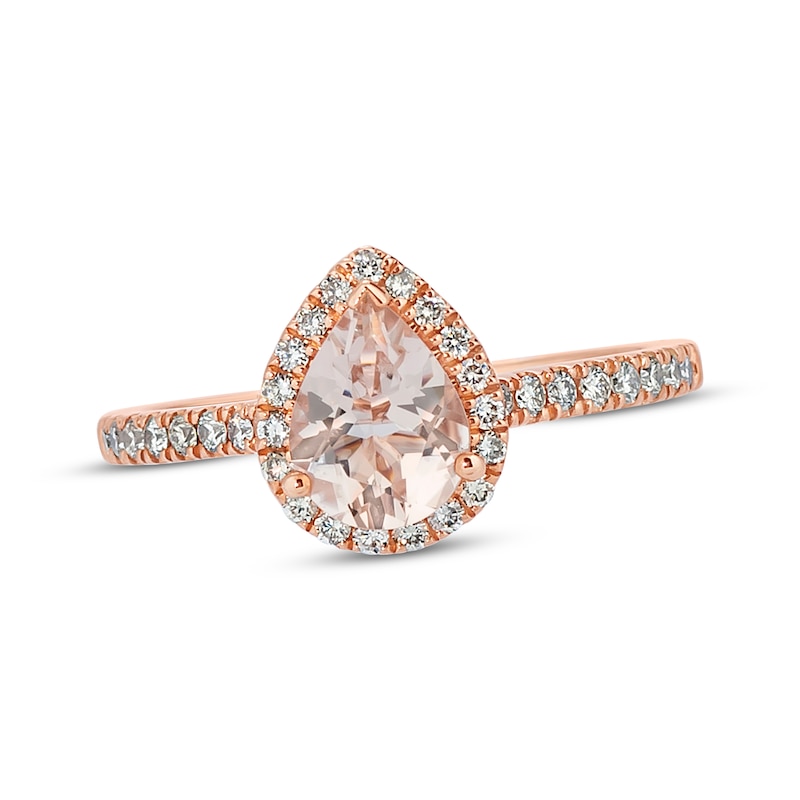 Le Vian Morganite Ring 1/3 ct tw Diamonds Strawberry Gold Plated