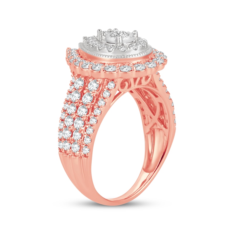 Round-Cut Multi-Diamond Center Pear-Shaped Engagement Ring 1-1/2 ct tw Rose Gold Plated